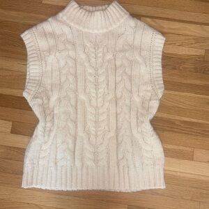 a new day Women's Ivory Cable Knit Turtleneck Sweater Vest